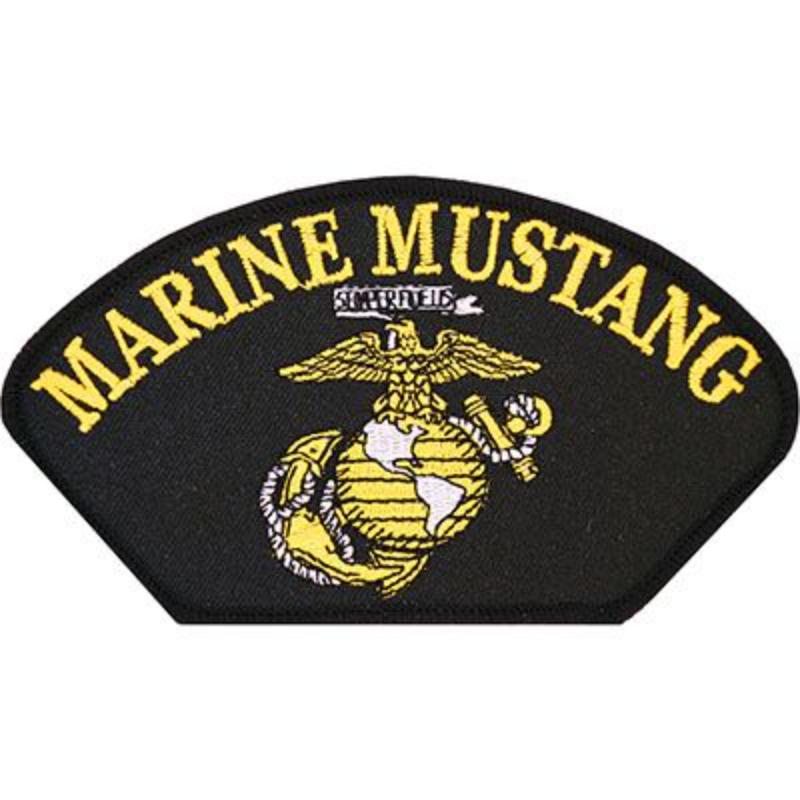 PM1686 Patch - USMC, Hat, Mustang - Black - 5.25 x 3 in.
