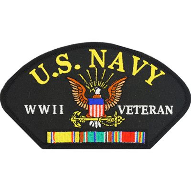 PM1695 Patch - World War II, Hat, USN - Veteran - 5.25 x 3 in.
