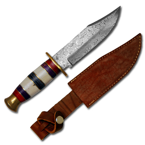 1712PK 10 in. Damascus Bowie Knife