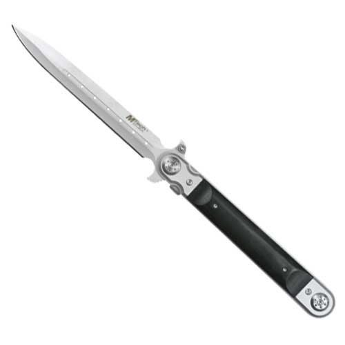 263-MTBW 13 in. M Tech Monster Black Pakawood Stiletto Folding Knife, Black