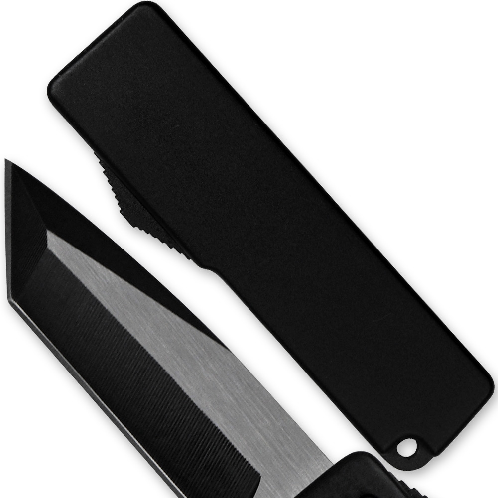 Picture of EdgeWork 279935-1 Legends Micro OTF Tanto Blade Knife out the Front with Side Switch - Black