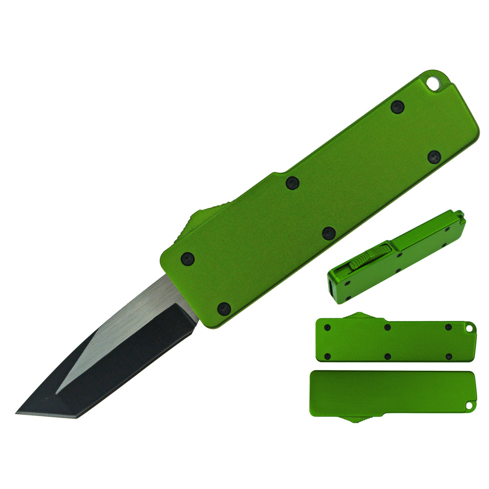279935-7 Legends Micro OTF Tanto Blade Knife out the Front with Side Switch - Green