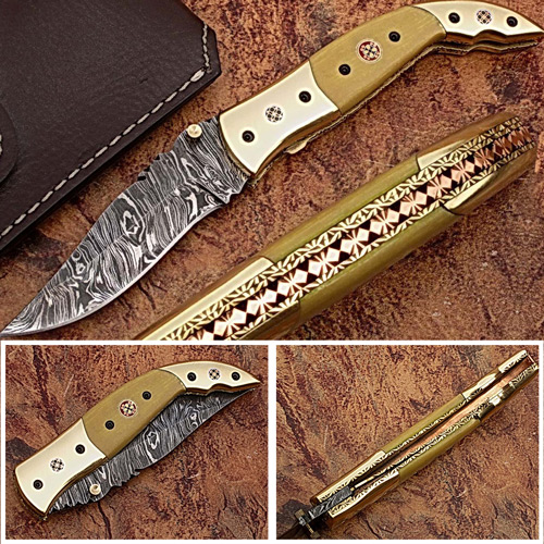 FDM-2522 Executive Series Folding Damascus Gurkha Knife
