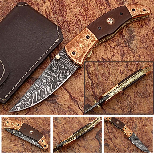 FDM-2526 Executive Series Bakelite Folding Damascus Knife