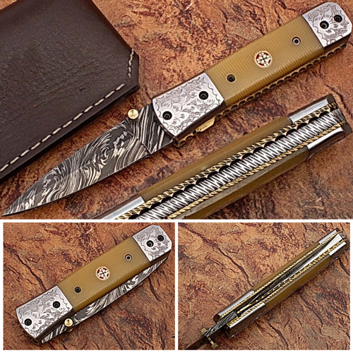FDM-2529 Italian Stallion Damascus Folding Knife