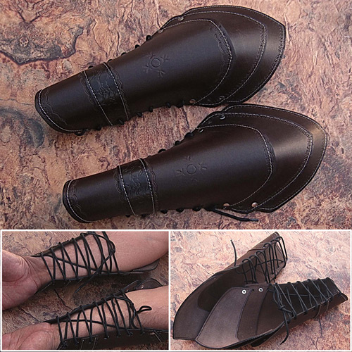 SLC-706 Brown Leather Cow Skin Armor Pointed Tip Fantasy Medieval Cuff