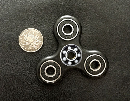 SPIN-BK Tri-Spinner Fidget Toy Ceramic EDC Hand Finger Spinner Desk Focus, Black