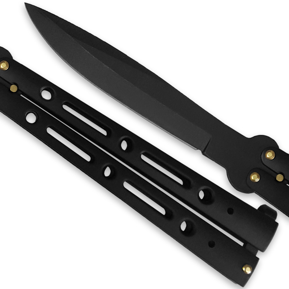 B7-BK 10.25 in. Stealth Executive Butterfly Balisong Knife, Ninja Black Flipper