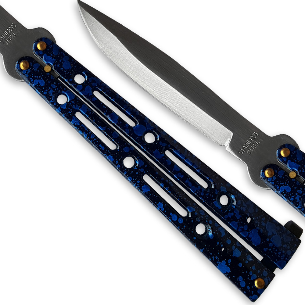 B7-BL 10.25 in. Executive Butterfly Balisong Knife, Midnight Blue Flipper