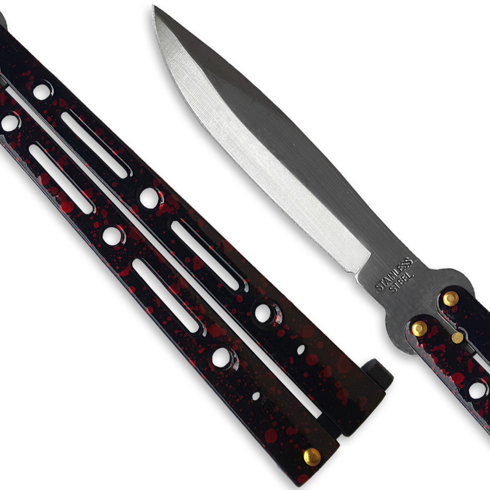 B7-RD 10.25 in. Executive Butterfly Balisong Knife, Hailfire Red Flipper