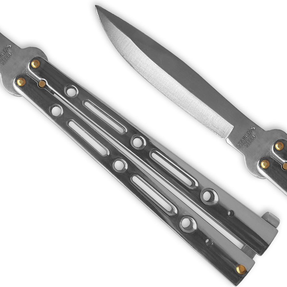 B7-WE 10.25 in. Executive Butterfly Balisong Knife, Chromed Silver Flipper