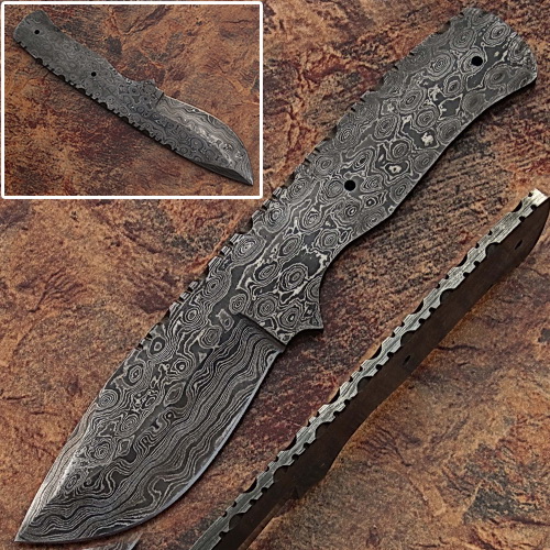 BDM-2297 Blank Blade Damascus Eye Bird Pattern Full Tang Skiner Knife 1
