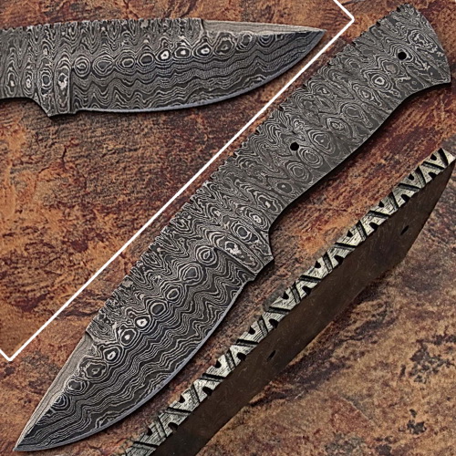 BDM-2298 Blank Blade Damascus Eye Bird Pattern Full Tang Skiner Knife 2