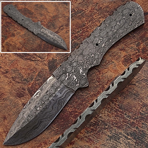 BDM-2299 Blank Blade Damascus Eye Bird Pattern Full Tang Skiner Knife 3