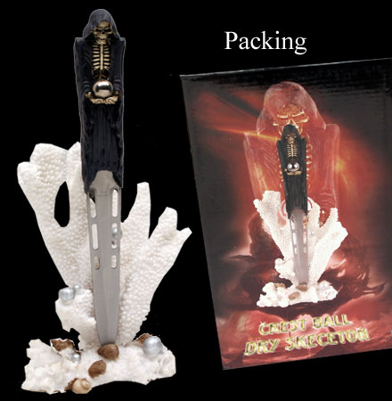 SW-06075 12 in. Skull Dagger with Table Stand - Ice