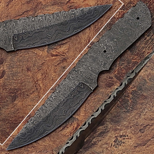 BDM-2300 Blank Blade Damascus Eye Bird Pattern Full Tang Skiner Knife 4