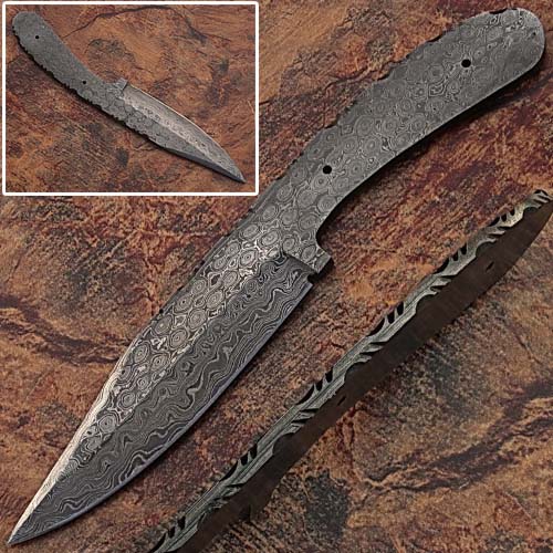 BDM-2301 Blank Blade Damascus Eye Bird Pattern Full Tang Skiner Knife 5