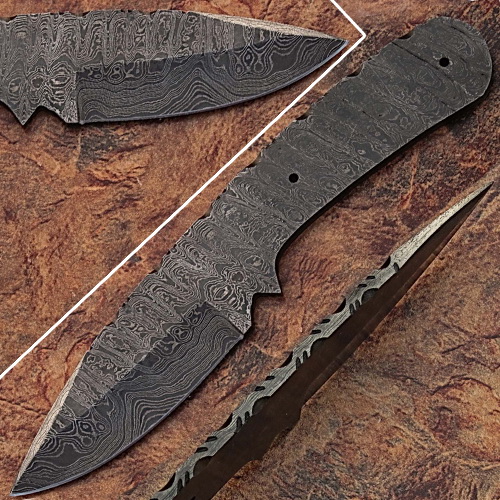 BDM-2302 Blank Blade Damascus Eye Bird Pattern Full Tang Skiner Knife