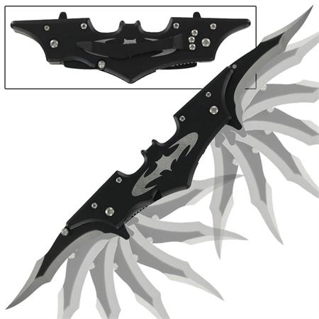 BM-6801 Double Bladed Spring Assisted Bat Pocket Knife - Black