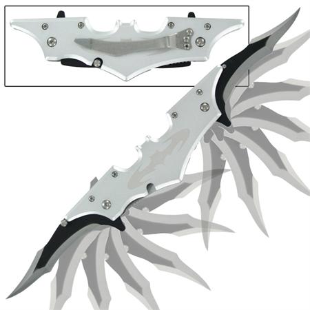 BM-6801SV Double Bladed Bat Spring Assisted Pocket Knife - Silver