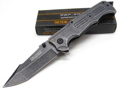 TF-882SW Spring Assisted Folding Pocket Knife, Tac Force Military Stone EDC Tactical