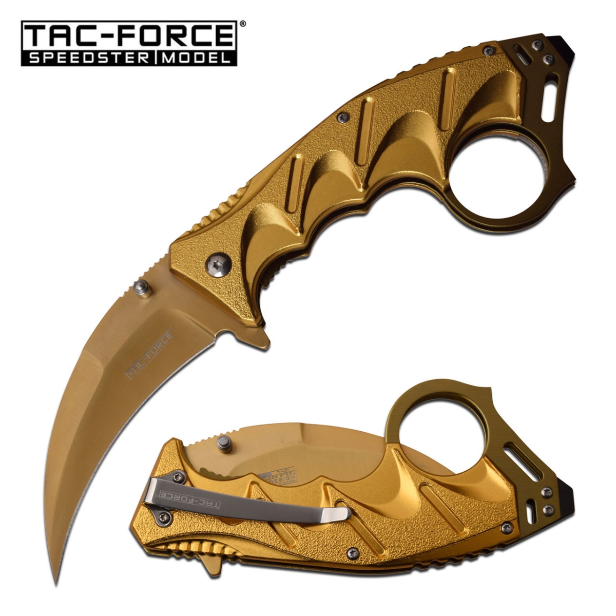 TF-957GD Tac-force Tactical Karambit Assisted Open Knife - Gold