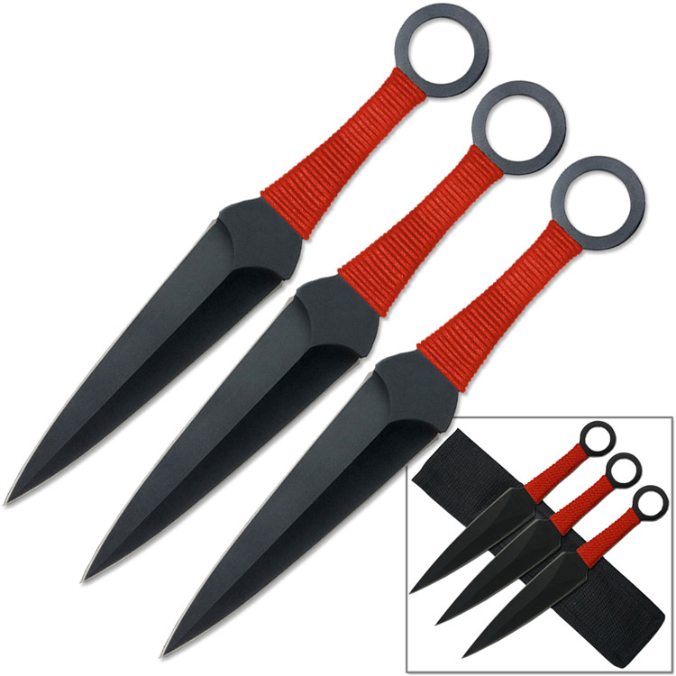 TK-086RD-3 Naruto 9 in. Kunai Red Ninja Throwing Knives, Set of 3