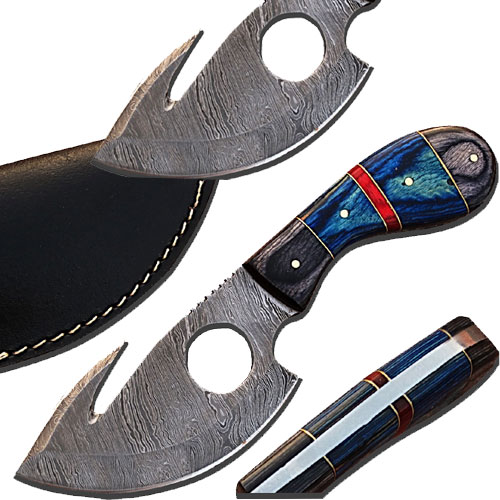 DM-131 Custom Made Damascus Gut Hook Skinner Hunting Knife
