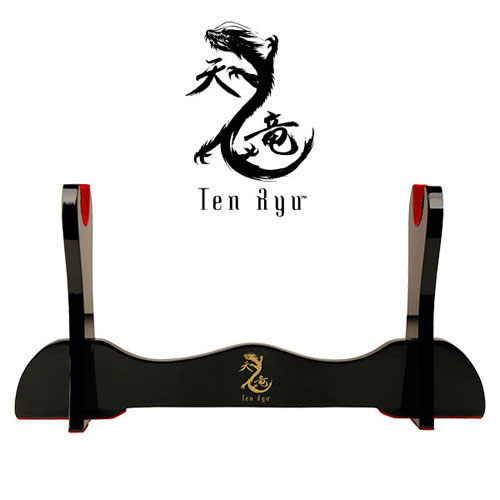 Picture of EdgeWork MA-1SD Ten Ryu Deluxe Wood Single Sword Table Stand with Padded Red Velvet