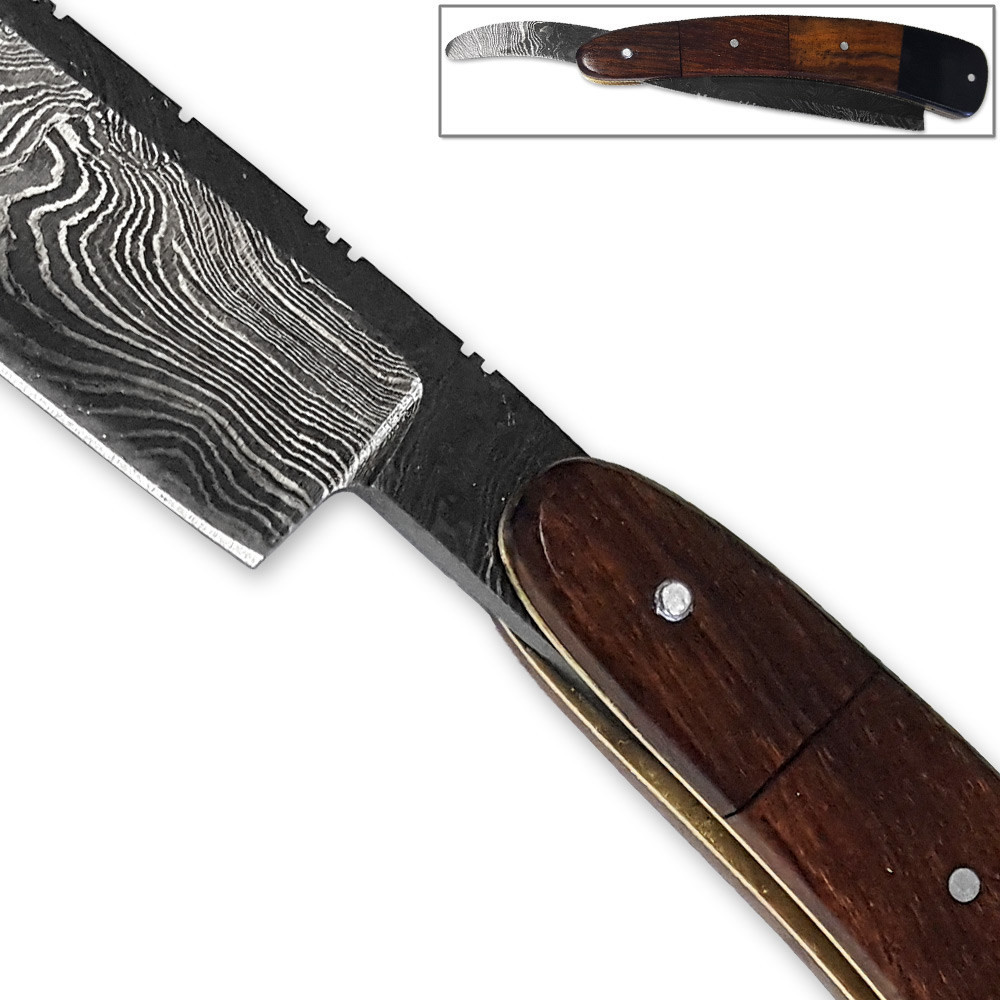 WDM-2353 White Deer Damascus Steel Ultra Sharp Straight Razor Shaving