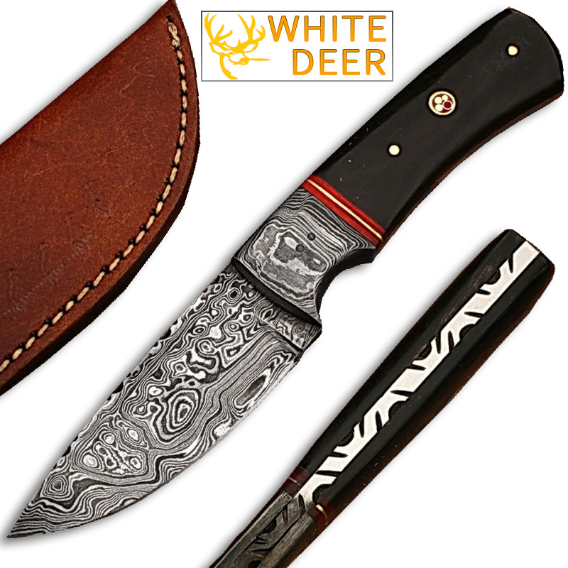 DM-2209 Damascus Steel Custom Handmade Hunting Knife, Buffalo Handle