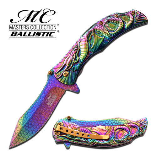 MC-A014RB MTech Dragon Fury Assisted Opening Folding Pocket Knife, Rainbow