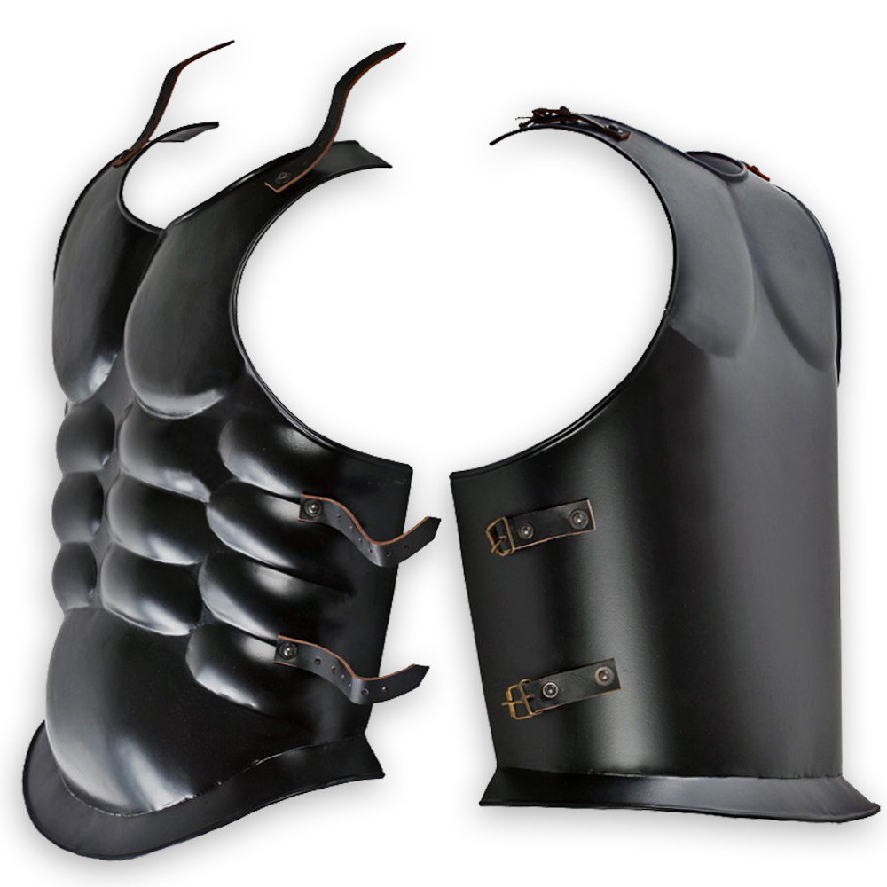 MH-452BK Undead Knight Cuirass 18ga Functional Armor Black Carbon Steel Muscles Chest & Back Plate