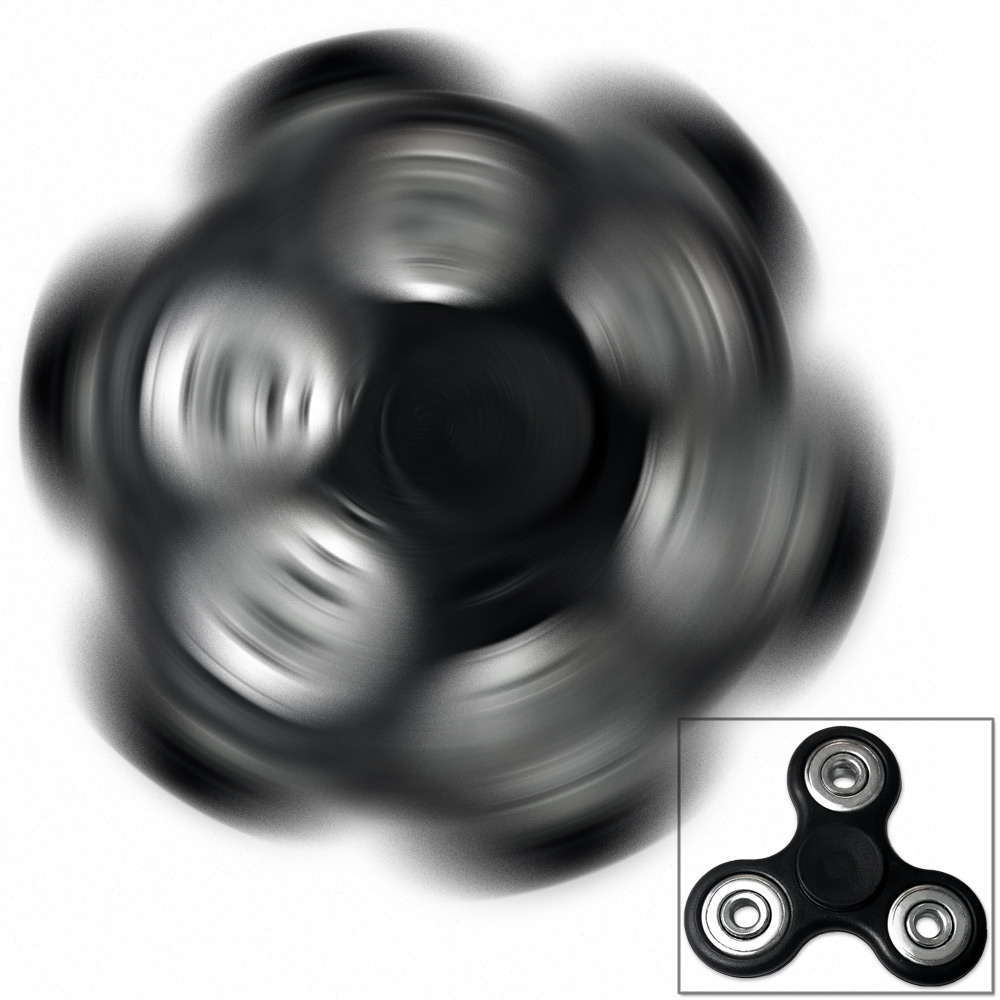 Picture of EdgeWork MS3-BK Fidget Tri-Spinner Black EDC All-Metal Weighted Bearing ADHD Focus Stress Reliever Hand Toys