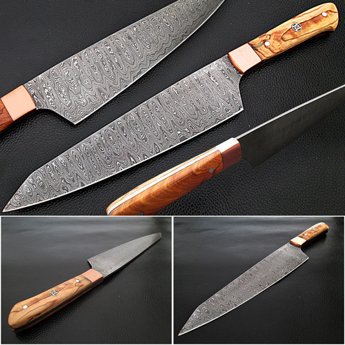 WSDM-2318 Gyuto Forged Chef Knife Olivewood Handle Damascus 1095 HC Steel