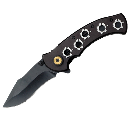 YC-541 Ballistic Shot Bullet Hole Handle Spring Assisted