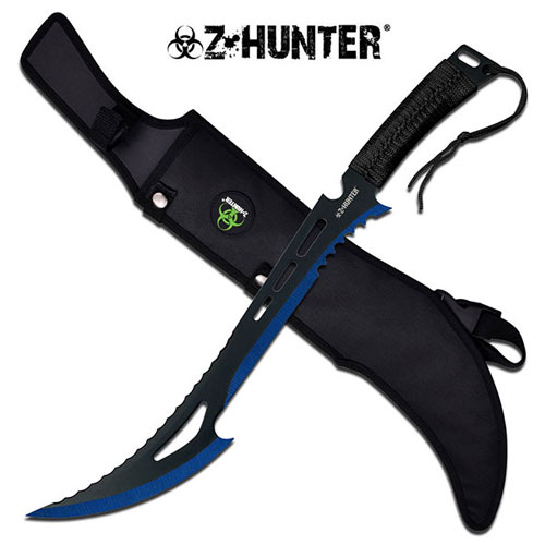 ZB-020BL 23.75 in. Blue Renegade Zombie Killer Machete with Sheath