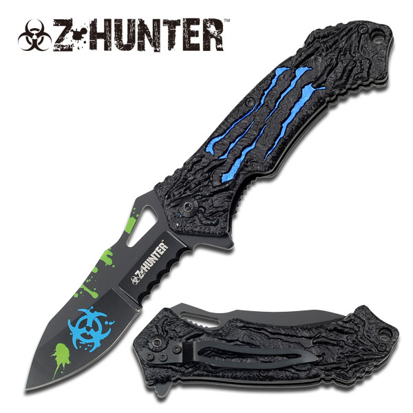ZB-040BL Blue Zombie Hunter Assisted Opening Folder Knife