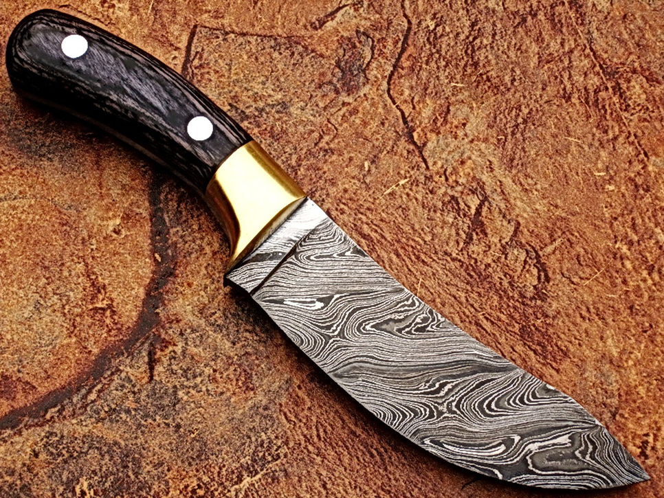 DM-2249 White Deer Custom Made Damascus Steel Exotic Wood Handle Buffalo Skinner
