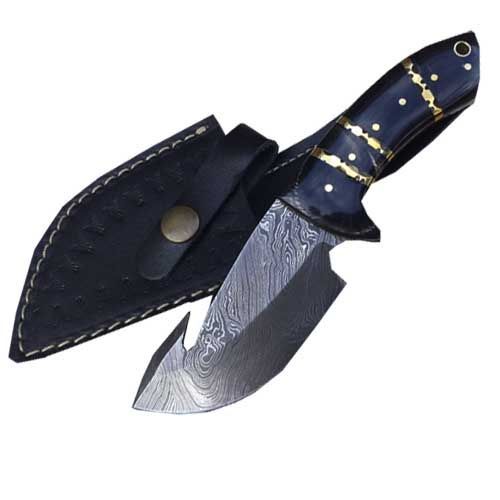DM-60 Gut Hook Skinner Knife Handmade Damascus Steel