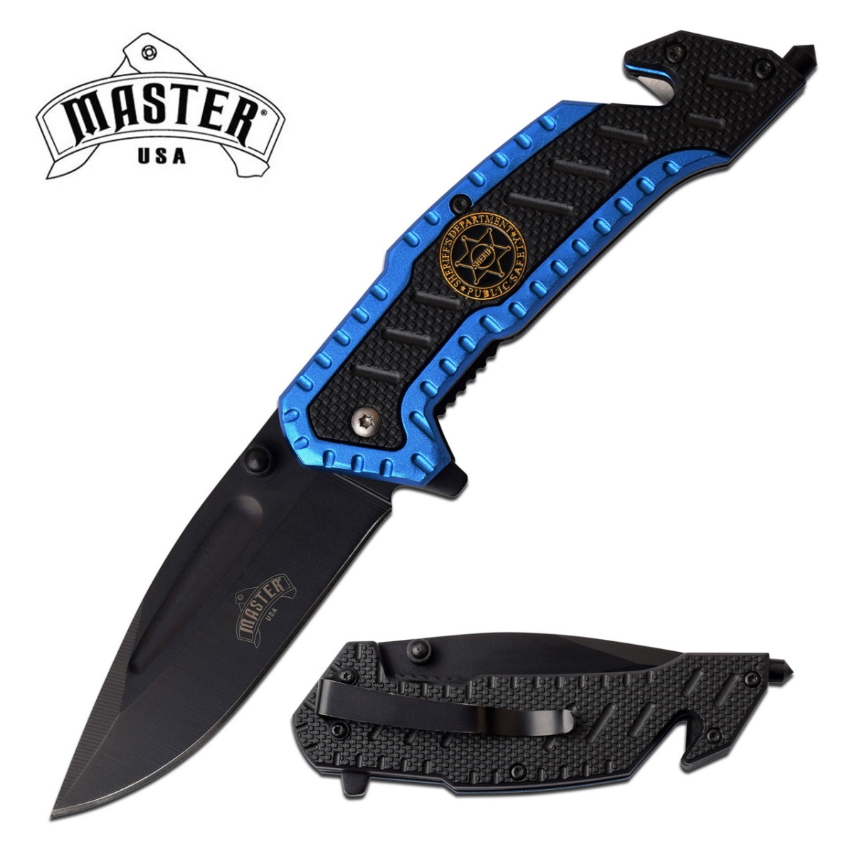 MU-A056BL Master USA Sheriffs Department Emergency Knife Blue Lives Matter Leo
