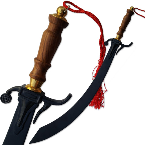 PK-158BK Belly Dance Balanced Sicmitar with Natural Wood Handle - Black