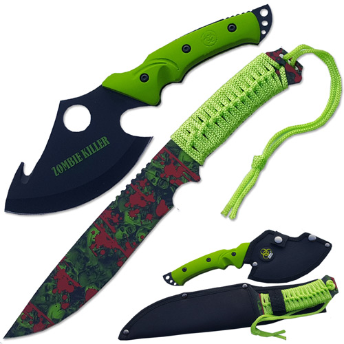 ZB-333-ZB-2-SET Ultimate Zombie Survival Knife Set, Full Tang Sharp