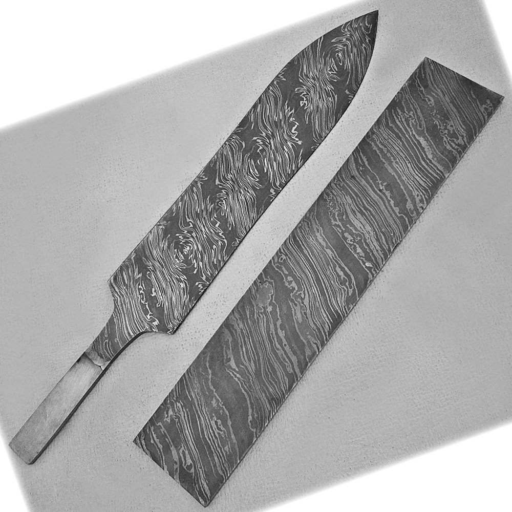 DMB-908 White Deer Damascus Steel Zebra Pattern Billet Forge Welded