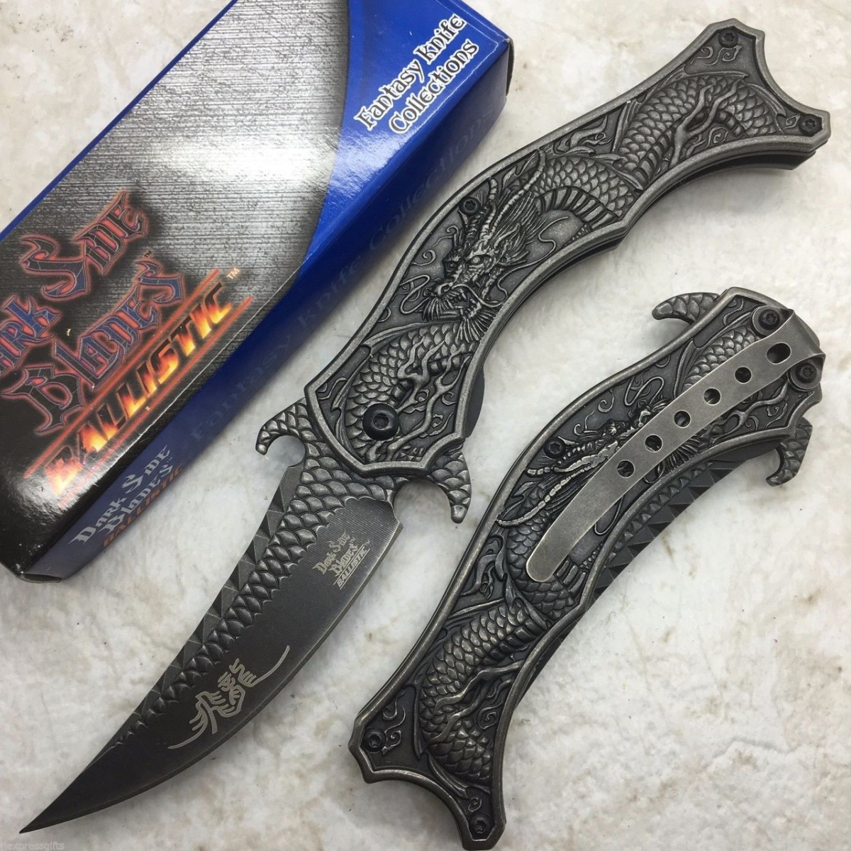 DS-A019SW Dark Side Blades Black Dragon Mirror Blade Folding Pocket Knife