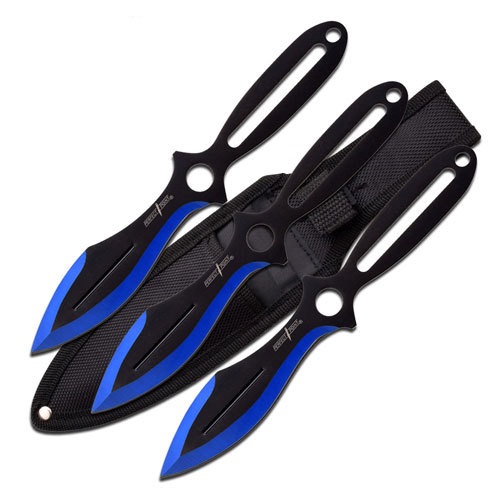 PP-088-3BL Holy Terror Perfect Point Throwing Knife Set - Blue