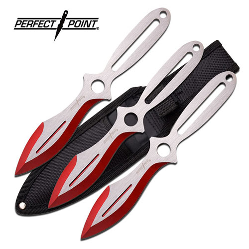 PP-088-3RD Holy Terror Perfect Point Throwing Knife Set - Red