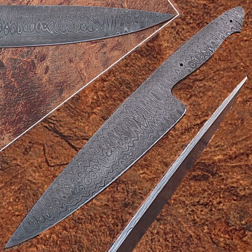 SBDM-2287 Damascus Full Tang Ladder Pattern Blank Chef Knife
