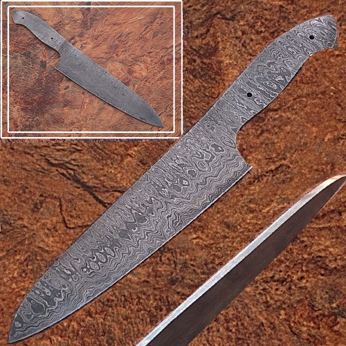 SBDM-2291 Damascus Full Tang Ladder Pattern Blank Chef Knife