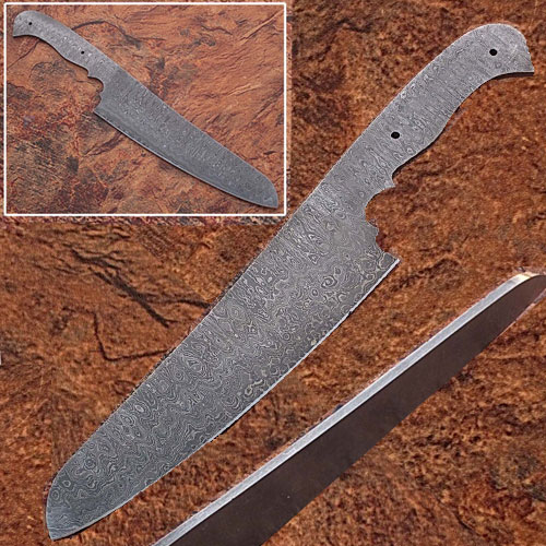 SBDM-2293 Damascus Full Tang Ladder Pattern Blank Blade Chef Knife